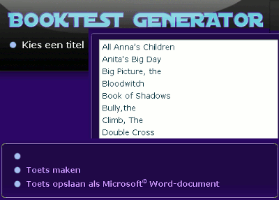 Booktest Generator Menu